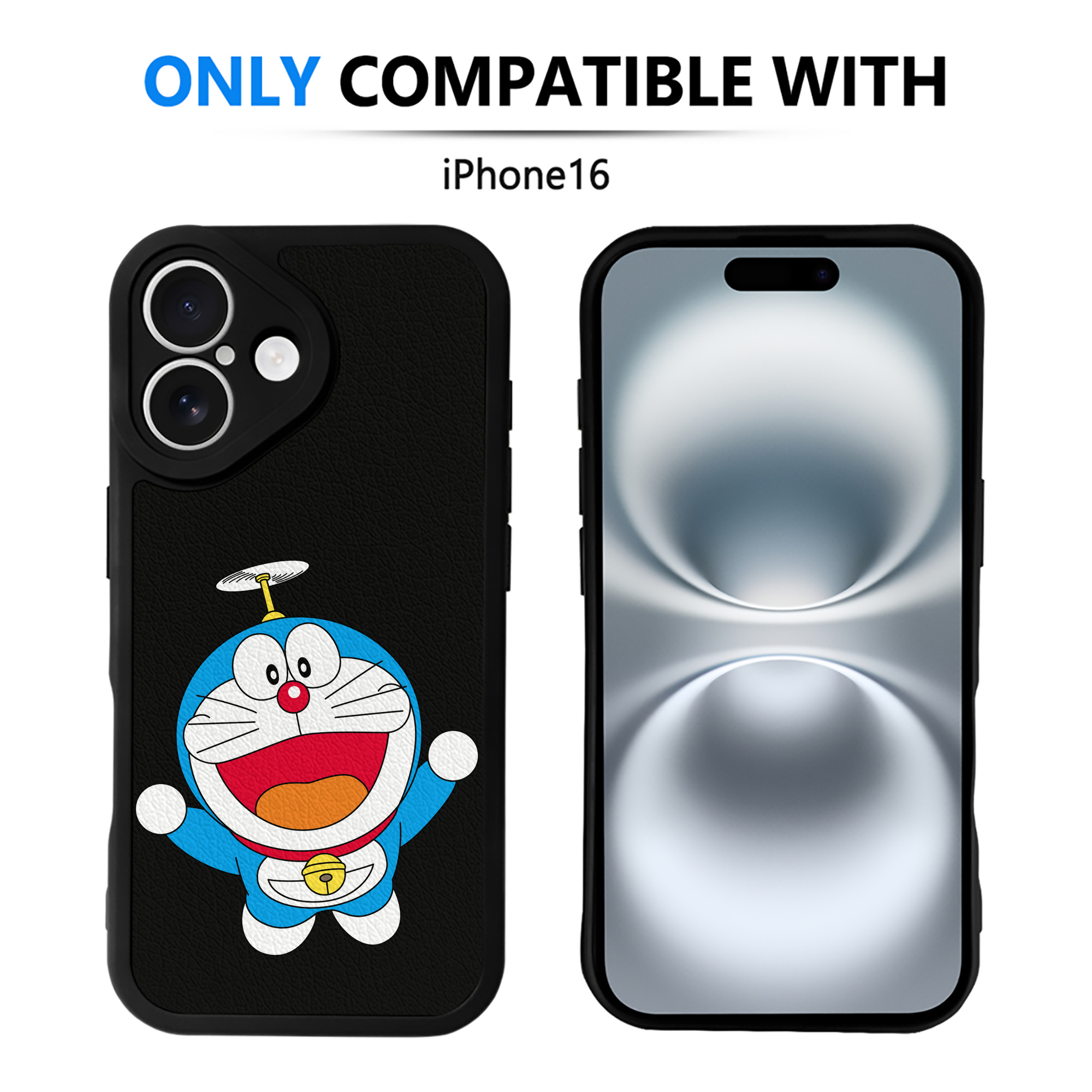 （画像用） ドラえもん Doraemon 【iPhone 16シリーズ対応】シリコンスマホケース（レザー調） 材質：シリコン